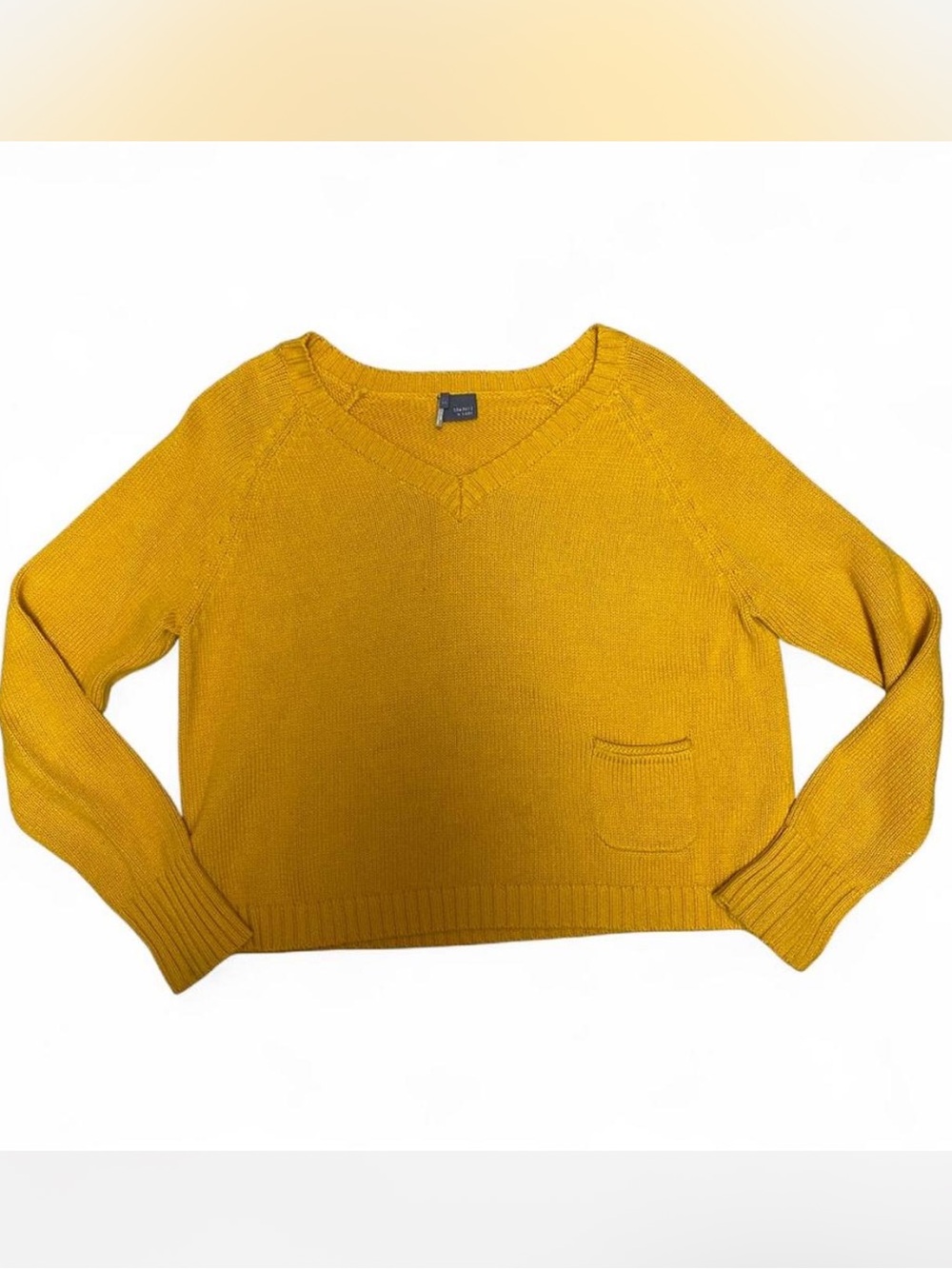 Urban Outfitters Mustard Yellow Cropped Boxy V-Neck Sweater